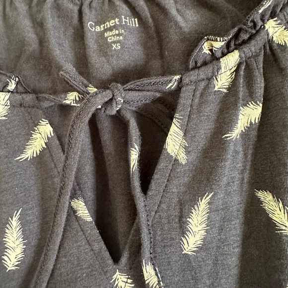 Garnet Hill Split Neck Dress XS Feather Stretch Tie Organic Cotton - Picture 3 of 10